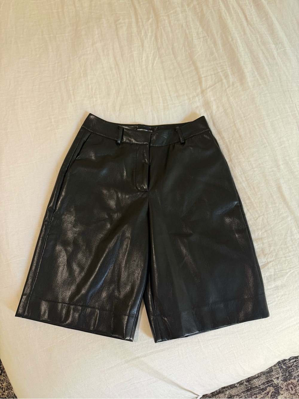 Generation Love Black Faux Leather Bermuda Shorts